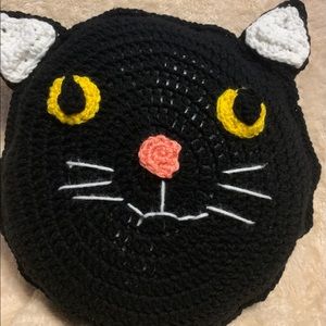 Crocheted Handmade Kitty Pillow
